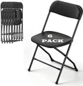 Black Folding Chairs Plastic Foldable Party Chairs 6 Pack