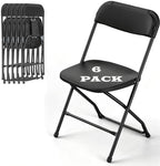 Black Folding Chairs Plastic Foldable Party Chairs 6 Pack