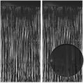 Black Fringe Backdrop, 2 Pack 3.2 x 8.2 Ft Foil Tinsel Curtains in 3.2 x 8.2 Ft