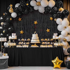 Black Fringe Backdrop, 2 Pack 3.2 x 8.2 Ft Foil Tinsel Curtains in 3.2 x 8.2 Ft, alternate view 5
