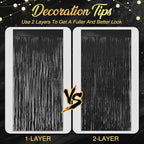Black Fringe Backdrop, 2 Pack 3.2 x 8.2 Ft Foil Tinsel Curtains in 3.2 x 8.2 Ft, alternate view 7