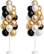 Black Gold Balloon Tower Kit Set of 2 With Base, Pole for Party Decor