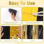 Black Gold Foil Fringe Backdrop Curtains,3.3x8.2ft, 3 Pack in 3.3x8.2ft, alternate view 5