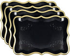 Black & Gold Rectangle Dessert Trays, 10 Pack, 9" x 13" in Black, Gold