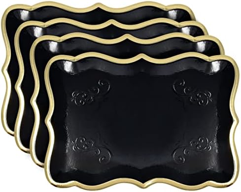 Black & Gold Rectangle Dessert Trays, 10 Pack, 9" x 13" in Black, Gold