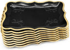 Black & Gold Rectangle Dessert Trays, 10 Pack, 9" x 13" in Black, Gold, alternate view 4