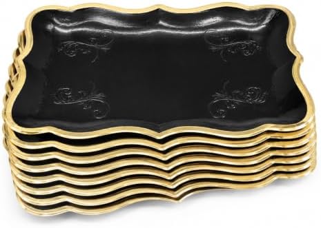 Black & Gold Rectangle Dessert Trays, 10 Pack, 9" x 13" in Black, Gold, alternate view 4