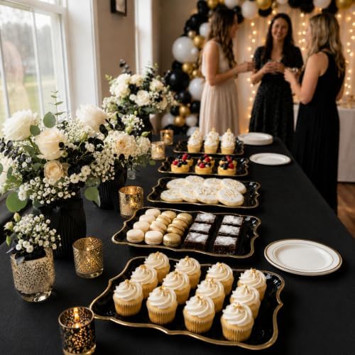 Black & Gold Rectangle Dessert Trays, 10 Pack, 9" x 13" in Black, Gold, alternate view 6