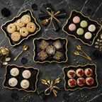 Black & Gold Rectangle Dessert Trays, 10 Pack, 9" x 13" in Black, Gold, alternate view 7