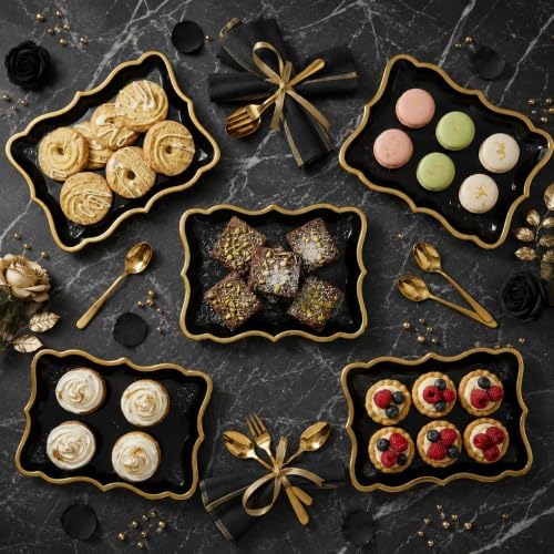 Black & Gold Rectangle Dessert Trays, 10 Pack, 9" x 13" in Black, Gold, alternate view 7
