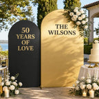Black Gold Sequin Arch Backdrop Cover Set of 2(6ft/7.2ft), Shimmer Chiara in 6ft+7.2ft in Black and Gold
