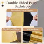 Black Gold Sequin Arch Backdrop Cover Set of 2(6ft/7.2ft), Shimmer Chiara in 6ft+7.2ft in Black and Gold, alternate view 2