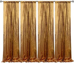 Black Gold Sequin Backdrop Curtain 4 Panels 2FTx8FT Glitter Black Gold Background Drapes Sparkle Photography