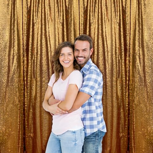 Black Gold Sequin Backdrop Curtain 4 Panels 2FTx8FT Glitter Black Gold Background Drapes Sparkle Photography, alternate view