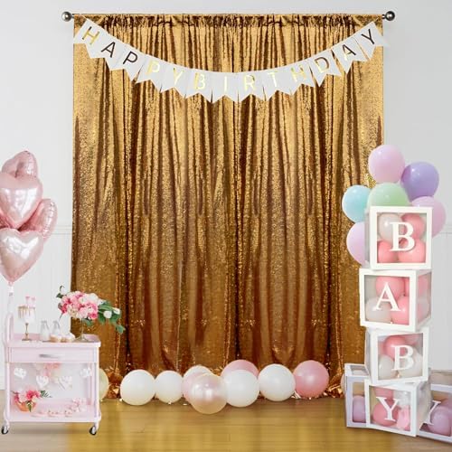Black Gold Sequin Backdrop Curtain 4FTx8FT Glitter Apple Green Background Drapes Sparkle Photography Backdrop, alternate view