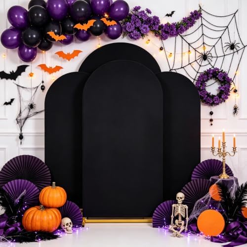 Black Halloween Arch Covers Spandex Arch Stand Covers Set of 3 in 6/6.6/7.2ft in Black, alternate view 3