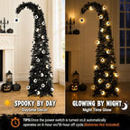 Black Halloween Tree with Eyeball String Lights for Christmas Decorations in Black, alternate view 4