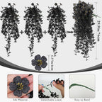 Black Hanging Flowers 3Pcs Artificial Petunias for Outdoors in Hang Black, alternate view 3
