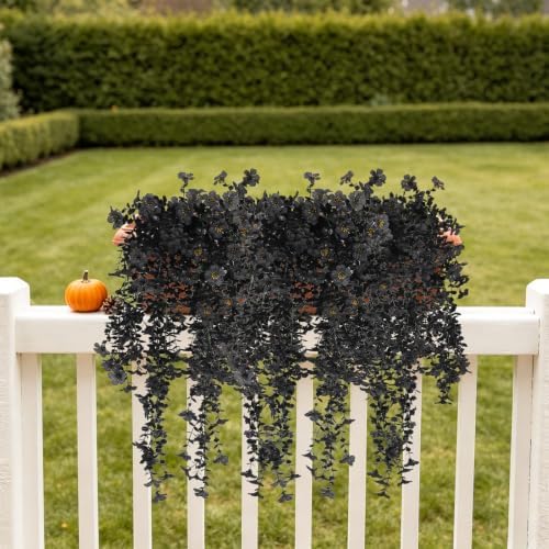 Black Hanging Flowers 3Pcs Artificial Petunias for Outdoors in Hang Black, alternate view 4
