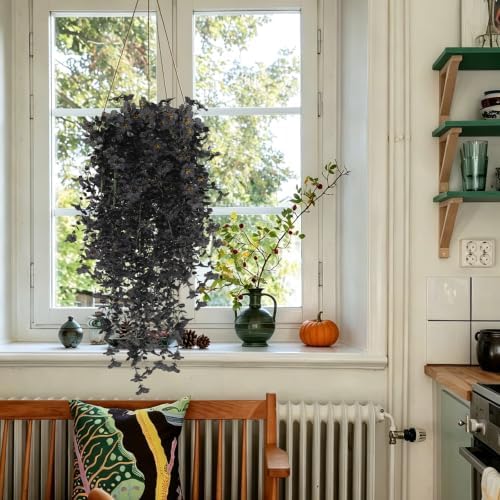 Black Hanging Flowers 3Pcs Artificial Petunias for Outdoors in Hang Black, alternate view 5