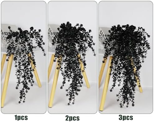 Black Hanging Flowers Faux Hanging Plants Black Artificial Plants, alternate view 4