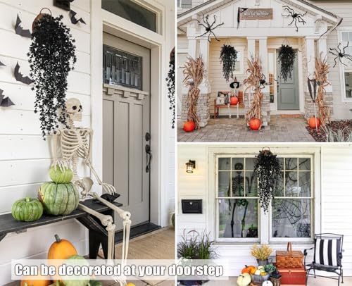 Black Hanging Flowers Faux Hanging Plants Black Artificial Plants, alternate view 6