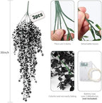 Black Hanging Flowers with Light Faux Hanging Plants Black Greenery, alternate view 3