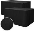 Black Linen Textured Fitted Table Covers For 6Ft Rectangle Tables 2 Pack in 6FT|2 Pack in Black Textured