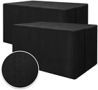 Black Linen Textured Fitted Table Covers For 6Ft Rectangle Tables 2 Pack in 6FT|2 Pack in Black Textured