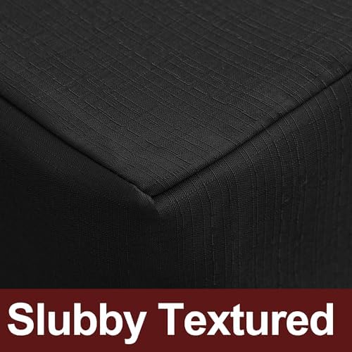 Black Linen Textured Fitted Table Covers For 6Ft Rectangle Tables 2 Pack in 6FT|2 Pack in Black Textured, alternate view 2