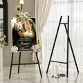 Black Metal Easel Stand for Sign, Heavy Duty Art Easel with Adjustable Chain, Tripod Structure,4-Level Height