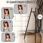 Black Metal Easel Stand for Sign, Heavy Duty Art Easel with Adjustable Chain, Tripod Structure,4-Level Height, alternate view