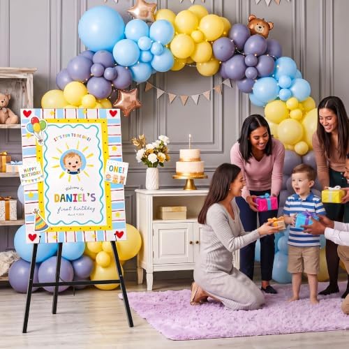 Black Metal Easel Stand for Sign, Heavy Duty Art Easel with Adjustable Chain, Tripod Structure,4-Level Height, alternate view