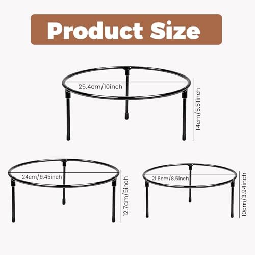 Black Metal Pizza Stand Set Round Tray Riser Rack Kits in Black, alternate view 2