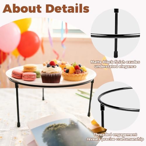 Black Metal Pizza Stand Set Round Tray Riser Rack Kits in Black, alternate view 3