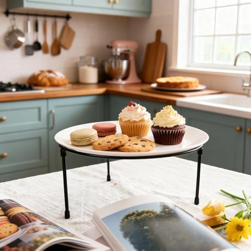Black Metal Pizza Stand Set Round Tray Riser Rack Kits in Black, alternate view 5