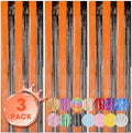 Black Orange Foil Fringe Backdrop Curtains,3.3x8.2ft, 3 Pack in 39.6" × 98.4" in 37 Black and Orange