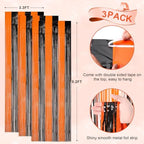 Black Orange Foil Fringe Backdrop Curtains,3.3x8.2ft, 3 Pack in 39.6" × 98.4" in 37 Black and Orange, alternate view 3
