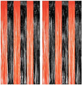 Black Orange Streamers Party Backdrop - Tinsel Fringe Curtain for Halloween Decorations/Pumpkin/Birthdays Party