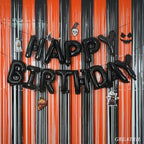 Black Orange Streamers Party Backdrop - Tinsel Fringe Curtain for Halloween Decorations/Pumpkin/Birthdays Party, alternate