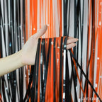 Black Orange Streamers Party Backdrop - Tinsel Fringe Curtain for Halloween Decorations/Pumpkin/Birthdays Party, alternate