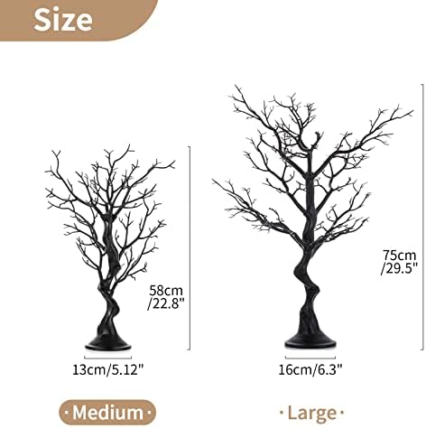 Black Ornament Tree, 22.8 Inch Artificial Halloween Spooky Branch in Black, alternate view 3