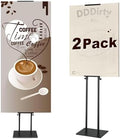Black Pedestal Poster Sign Stand for Display, Adjustable Height Up to 80 Inchs, Heavy Duty Banner Double Sided