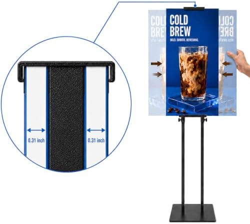 Black Pedestal Poster Sign Stand for Display, Adjustable Height Up to 80 Inchs, Heavy Duty Banner Double Sided, alternate