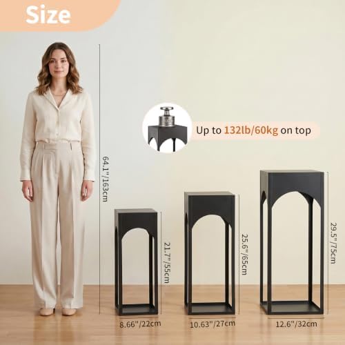 Black Pedestal Stand for Party, Heavy Duty, 29.5"/25.6"/21.7" Tall, alternate view 2