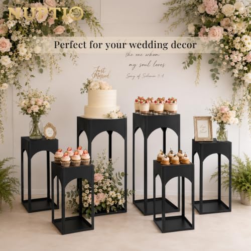 Black Pedestal Stand for Party, Heavy Duty, 29.5"/25.6"/21.7" Tall, alternate view 3
