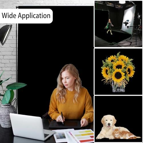 Black Photo Backdrop for Photoshoot, Fabric 8x10ft in 8x10ft, alternate view 6