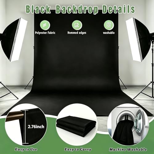 Black Photography Backdrop for Photoshoot, Fabric 5x7ft in 5x7ft, alternate view 5