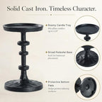 Black Pillar Candle Holders Set of 3, Cast Iron Candle Stands in Black, alternate view 4