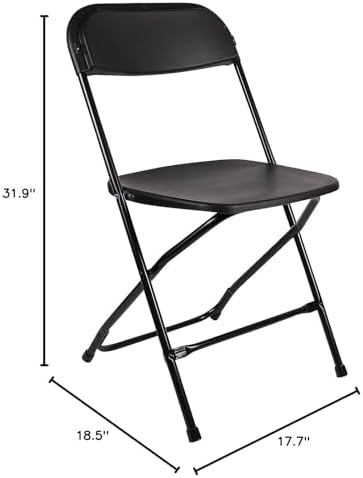 Black Plastic Folding Chair Steel Frame Commercial High Weight 650lb Capacity Event Chair Lightweight Set for, alternate view